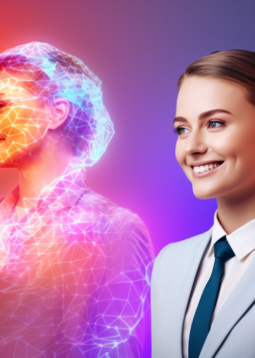 Woman with digital clone